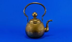19th Century Brass Kettle, of globular form, with swing handle, and a doorknob style finial to
