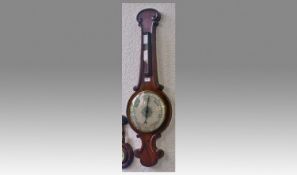 19th Century  Mahogany Barometer and Thermometer, 40 inches high.