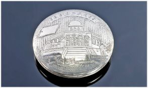 An Israeli Silver Compact. The lid engraved with a view of Jerusalem. Marked ``Silver 833`` and