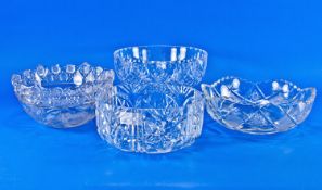 Three Cut Glass Fruit Bowls, mainly 20th century, of various shapes and designs, together with a
