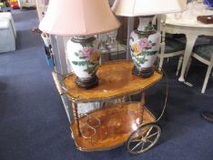 Two Tier Italian Drinks Trolley, with inlaid top, galleried edge.