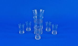 Collection of Matching Drinking Glasses, comprising large beaker, smaller beaker and five tot