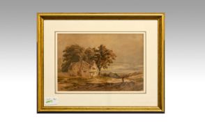 In the Style of John Varley (1798-1843) Framed Watercolour. `Country Landscape with house in