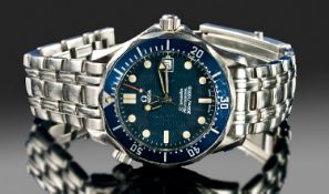 Gents Omega Seamaster Wristwatch, Professional 300m / 1000ft, With Blue Dial, Date Aperture,