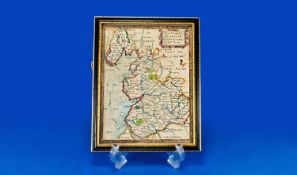 Framed Map Robert Morden ``The County Palatine Of Lancaster`` 8½ x 6½ Inches c1780