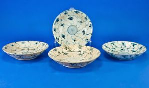 Collection of Four Nineteenth Century Porcelain Chinese Bowls of shallow form, painted in under