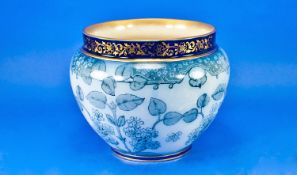 Doulton Burslem Jardiniere, circa 1895, with pale blue leaf decoration, impressed Doulton mark to