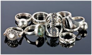 Collection Of Nine Silver Rings.