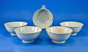 Collection of Five Nineteenth Century Porcelain Pale Blue/Green glazed bowls from the Tek Sing