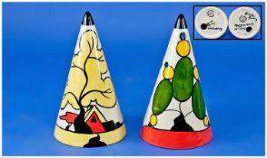 Lorna Bailey Special Hand Painted and Signed Conical Shaped Sugar Sifters. 2 in total 1. Marshland