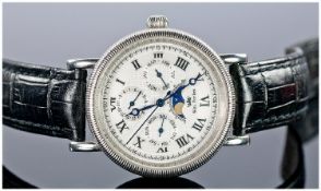 W M Forbes Gents Stainless Steel Wristwatch, 37mm Case, White Dial With Three Subsidiary Dials And