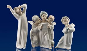 Lladro Figures, 3 in total, 1. Angels Group, model number 4542, issued 1969, 6.5`` in height, 2.