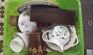 A Box of Various Ceramics including studio pottery, Wedgwood cabinet plates, 20th Century.