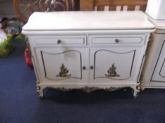 20th Century French Style White Painted Side Cabinet, fitted with two drawers and two doors below,