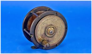 Victorian Brass Fishing Reel by F.J.Williams & Co, Makers, 10 Queen Street, London, With Horn