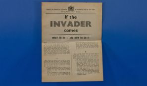 WW2 British Leaflet `If the Invader comes`.