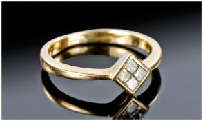 18ct Gold Diamond Ring, Set With Four Princess Cut Diamonds, Estimated Weight .25ct. Fully