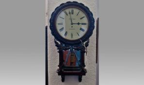 A Fine Quality Early Victorian Wall Clock Regulator, carved Mahogany with glazed front, with long