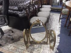 Gilt Framed Dressing Table Mirror, the central section adjustable, with two swinging sections to