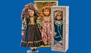 Selection of three collectable dolls. Includes 45cm (17 1/2``) no. 917 of 2000 Eibl Tamara,