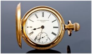 New York Standard Watch Co, Full Hunter Pocket Watch, White Enamelled Dial With Roman Numerals And