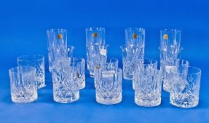 Set of Four Capri 24% Lead Crystal Cut Glass Beakers, together with various whisky tumblers and a