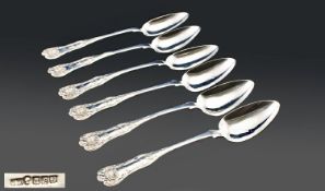 Queen Victoria Scottish/Glasgow Very Fine Silver Set Of Six Matching Tea Spoons with embossed shell