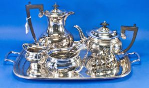 Early Twentieth Century Silver Plated Seven Piece Tea Service comprising teapot, water jug, sugar
