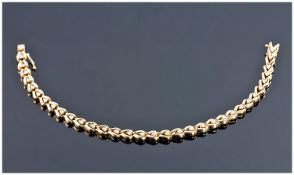 Ladies 9ct Gold Diamond Set Bracelet set with 35 brilliant cut diamonds. Estimated 75-92pts. 12