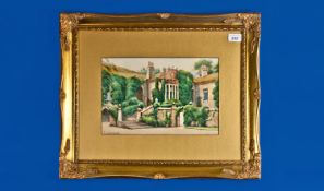 Framed Watercolour `Whalley Abbey` by local artist F Cawthorne. Signed lower left. Gilt frame. 12