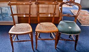 Pair of Late Victorian to Edwardian Bedroom Chairs, of bar-back form, the bars secured by ivory