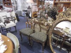 Pair of Modern Rococo Style Side Chairs, together with a side table of demi-lune form and a