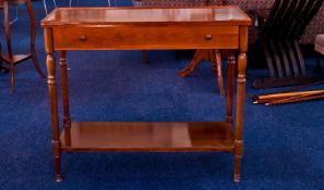 Small Two Tier Beech Framed Side Table, stamped to side, `Grange`, fitted with single drawer, 29