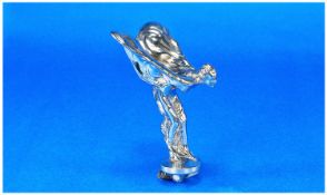 Rolls Royce Vintage Quality Silvered Car Mascot ``Flying Lady``. Mark R.R. Ltd. reg. US PAT Office.