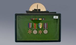 WW2 Group Of Four Medals, Comprising Defence Medal, War Medal, 1939-45 Star And Atlantic Star +