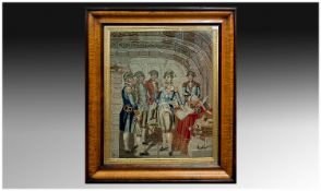 Fine Quality Woolwork with Silk Highlights Depicting Lord Nelson with fellow officers in a room