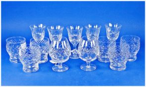 Collection Of Cut Glass compirising four wine goblets, six tumblers & two brandy glasses.