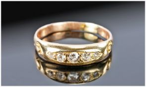 18ct Gold Vintage Channel Set Diamond Ring old cut diamonds of good colour and clarity.