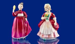 Royal Doulton Figures, 2 in total. 1) Valerie-style one HN2107, height 4.75 inches. Excellent