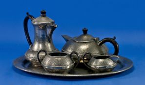 Pewter Five Piece Teaset by Craftsman, c 1930`s.