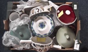 Box Containing a Collection of Swedish Ceramics, including Egersund Norway items, ceramic pans,