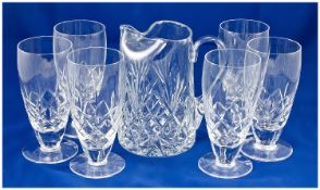 20th Century Lemonade Set, comprising jug and six tumblers, all decorated with cut bowls, the
