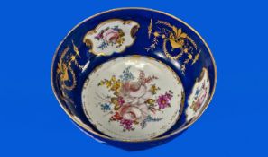 Royal Crown Derby Floral Bowl, the exterior with three hand painted panels, each showing a pink
