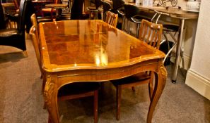 Late 20th Century Walnut Extending Dining Table, burr walnut veneered top, cross-banding to edges,