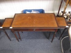 Late 20th Century Nest of Tables, comprising long table and two smaller tables, extending from each