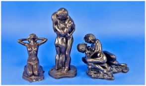 Collection of Two Resin Figure Groups, comprising `The Lovers`, showing a man and a woman together,