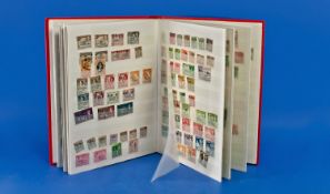 Red 32 Page Stock Book Containing Over 1200 Used/Fine Used Commonwealth Stamps for `A to Z`