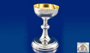 Silver Altar Goblet With Gilt Interior, knopped stem raised on a circular stepped base. Hallmark