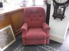 Reclining Lounge Chair, in red upholstery.