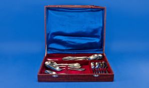 Incomplete Set Of Silver Plated European Cutlery Set in poor quality canteen.